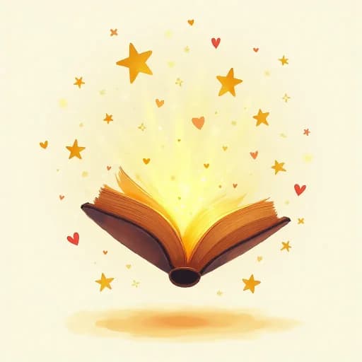Glowing storybook surrounded by golden sparkles