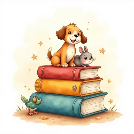 Stack of colorful children's storybooks
