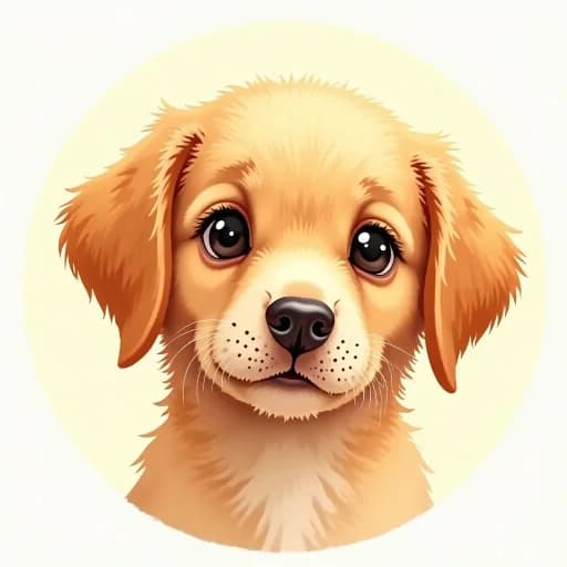 Watercolor illustration of a golden retriever puppy
