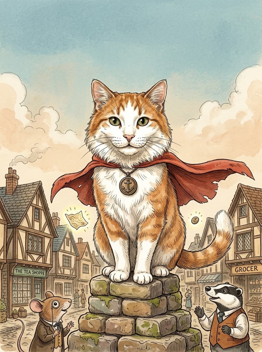 Crocket the Orange & White Cat — Storybook Classic storybook illustration