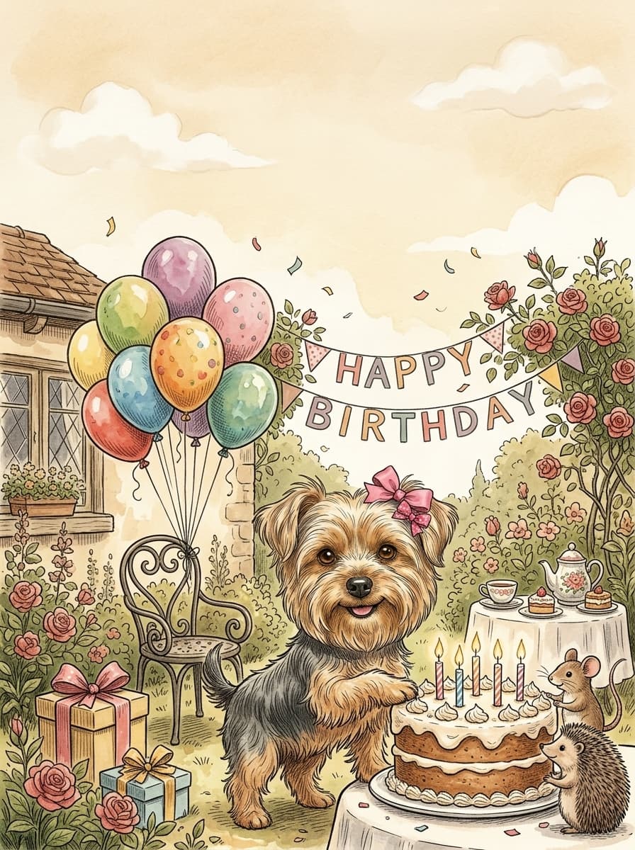 Lola the Yorkie Terrier — Storybook Classic storybook illustration